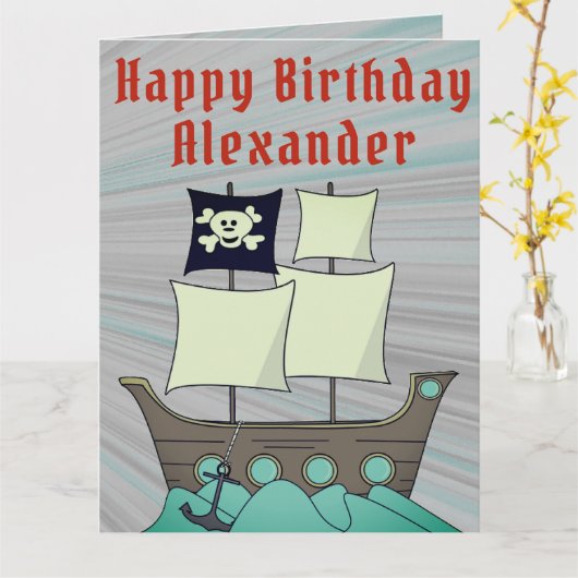 Carte Anniversaire du Pirate (Fleur jaune)