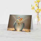 Carte Anniversaire du poisson d'or sauter hors de la pêc (Fleur jaune)