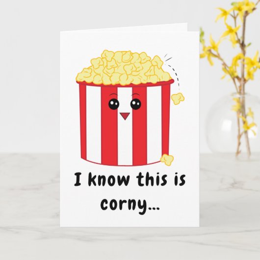 Carte Anniversaire du Popcorn mignon (Fleur jaune)
