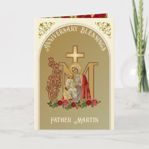 Carte Anniversaire du prêtre Marie Jésus catholique