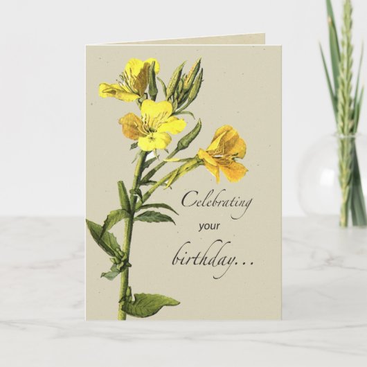 Carte Anniversaire du Primrose jaune (Devant)