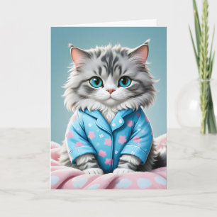 Carte Anniversaire du pyjama de chat