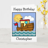 Carte Anniversaire du remorqueur (Fleur jaune)