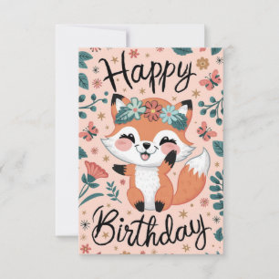 Carte Anniversaire du renard lunaire enchanté