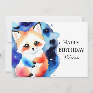 Carte Anniversaire du renard lunaire enchanté