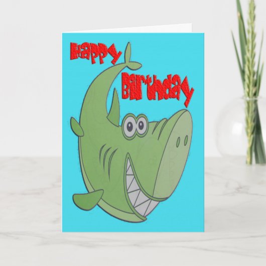 Carte Anniversaire du requin vert (Devant)