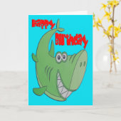Carte Anniversaire du requin vert (Fleur jaune)