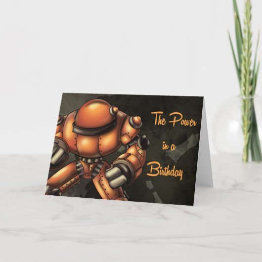 Carte Anniversaire du robot orange (Devant)