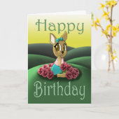 Carte Anniversaire du Rose des animaux de cerfs (Fleur jaune)