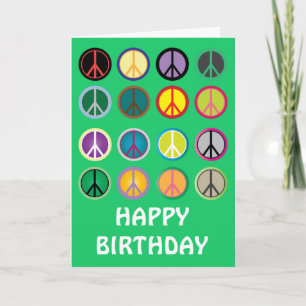 Carte Anniversaire du signe de paix de hippie 60s