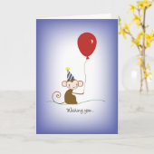 Carte Anniversaire du singe et du ballon (Fleur jaune)