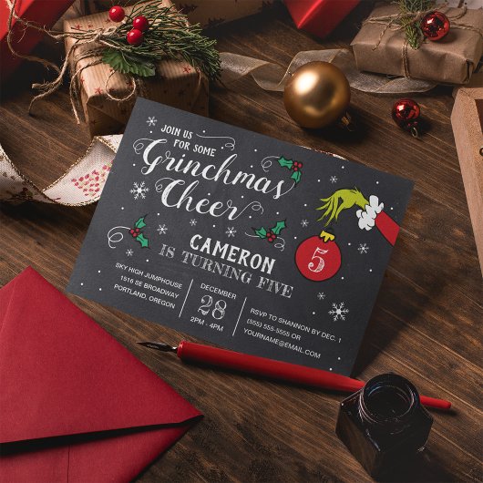 Carte Anniversaire du tableau de bord Grinch