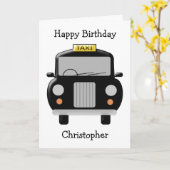 Carte Anniversaire du taxi noir (Fleur jaune)