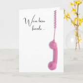 Carte Anniversaire du téléphone rose rétro (Fleur jaune)