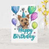 Carte Anniversaire du Terrier australien avec ballons (Fleur jaune)