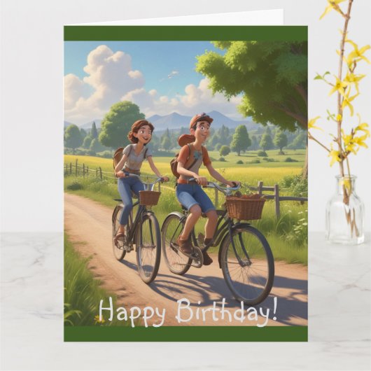 Carte Anniversaire du vélo (Fleur jaune)