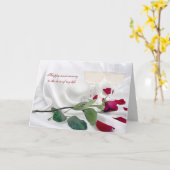 Carte Anniversaire du vin et rose sur satin (Fleur jaune)