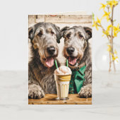 Carte Anniversaire du Wolfhound irlandais (Fleur jaune)