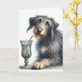 Carte Anniversaire du Wolfhound irlandais (Fleur jaune)