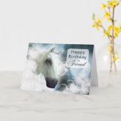 Carte Anniversaire d'un ami, un cheval arabe (Fleur jaune)