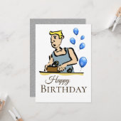 Carte Anniversaire d'un artisan (Devant/Arrière en situation)