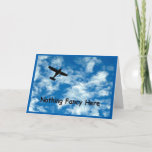 Carte Anniversaire D'Un Avion<br><div class="desc">Un avion survolant le ciel bleu avec des nuages blancs bouffants fait l'objet de ma "Nothing Fancy Here - Just A Plane Anniversary Card".</div>