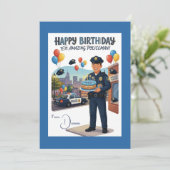 Carte Anniversaire d'un Policier (Debout devant)