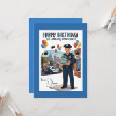 Carte Anniversaire d'un Policier (Devant/Arrière en situation)