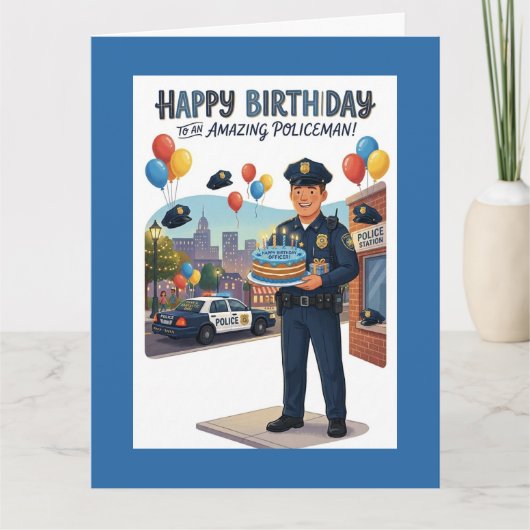 Carte Anniversaire d'un Policier (Devant)