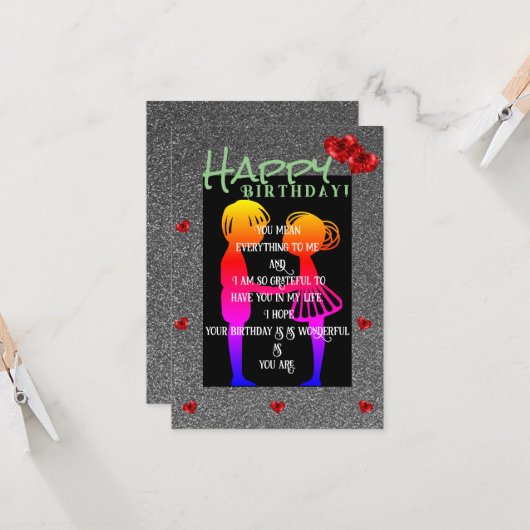 Carte anniversaire écrasant (Devant/Arrière en situation)