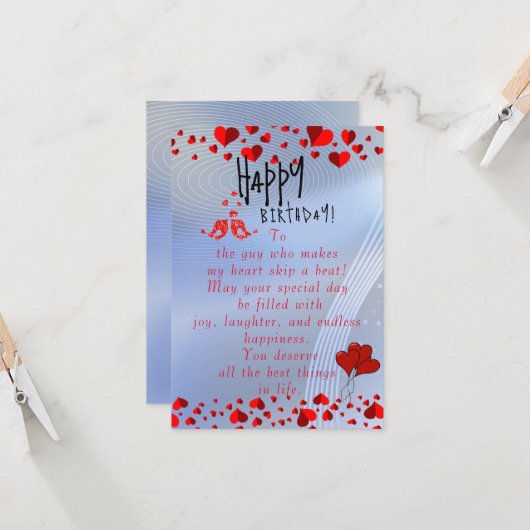 Carte anniversaire écrasant (Devant/Arrière en situation)