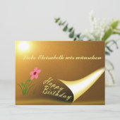 Carte anniversaire, Écriture, modèle, fleur (Debout devant)
