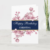 Carte Anniversaire élégant de la fleur de cerise (Devant)