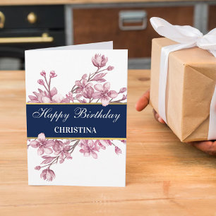 Carte Anniversaire élégant de la fleur de cerise