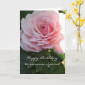 Carte Anniversaire élégant de rose rose (Fleur jaune)