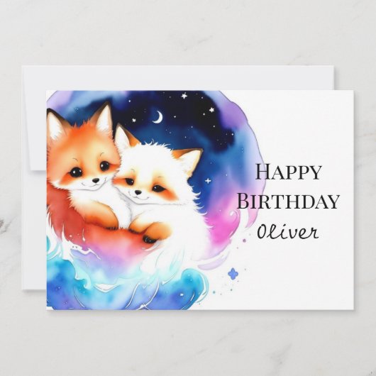 Carte Anniversaire Elegant Fox personnalisé (Devant)