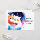 Carte Anniversaire Elegant Fox personnalisé (Devant/Arrière en situation)