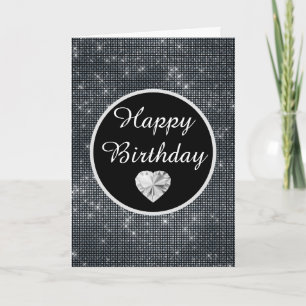 Carte Anniversaire élégant motif scintillant noir et arg