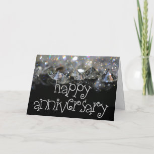 Carte Anniversaire Élégant Noir Argenté Brillant Diamant