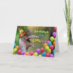 Carte Anniversaire Émule les ballons du parti Emu