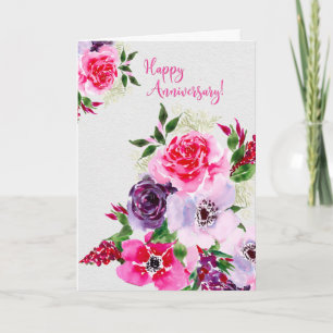 Carte Anniversaire En Aquarelle Rose