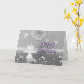 Carte Anniversaire en B/W (Fleur jaune)