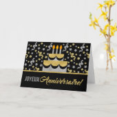 Carte Anniversaire en Parties scintillant Gold et Silver (Fleur jaune)
