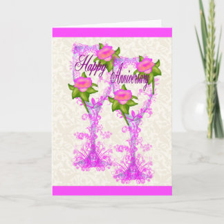 Carte Anniversaire en verre de vin