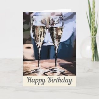 Carte Anniversaire en verre de vin joyeux