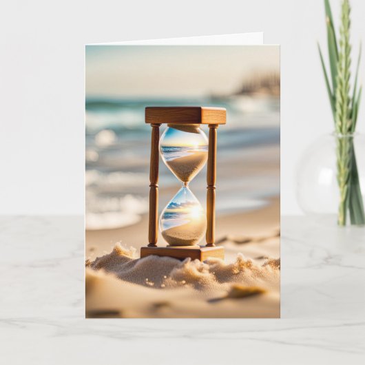 Carte Anniversaire en verre d'heure de plage (Devant)