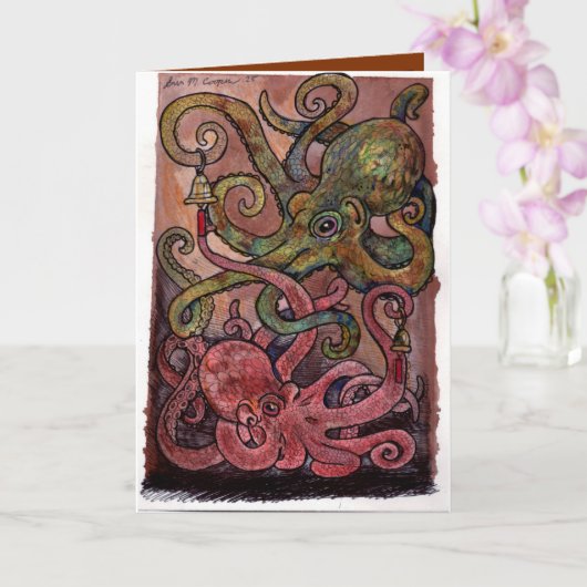 Carte Anniversaire Encre-able de la Pieuvre (Orchidée)