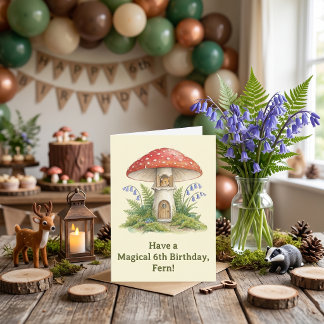 Carte Anniversaire enfant Souris Fée Champignon
