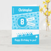 Carte Anniversaire enfants turquoise bleu blanc nom de t (Fleur jaune)