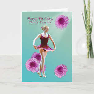 Carte Anniversaire, Enseignant de danse, Ballerina avec